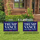 Trump Vance Yard Sign, Trump JD Vance 2024 Yard Sign,18×12 Inch Take America Back with H Stake Double Sided, Donald Trump Merchandise Yard Sign Display for President Outdoor Decorations Party Supplies