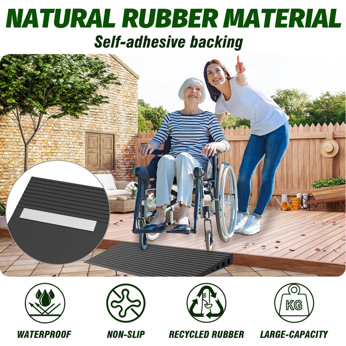 Nuvium 1" Rise Threshold Ramps for Doorways, 2000 Lbs Load Capacity, 35.5" Wide Natural Rubber Power Wheelchair Ramp is Adjustable and Cuttable for Doorways, Curb, Sweeper, Power Scooters, Bathroom