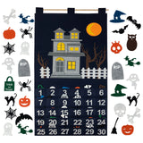 KAJ Decor Countdown to Halloween Advent Calendar for use at Home, School, Classroom, Office for use on Door or Wall with 30 Detachable Pieces for Many Years of Holiday Fun.