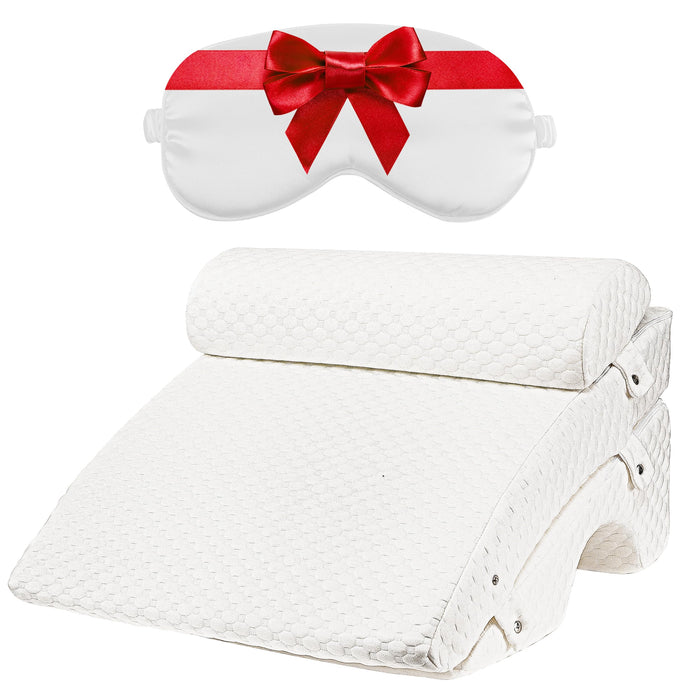 Wedge Pillow for Sleep Apnea with Extra Sleep Mask, 8 & 12 Inch Adjustable Wedge Pillow for Acid Reflux Relief, Washable Cover, Memory Foam Sleep Apnea Pillow for Back support, Leg, Knee & Acid reflux