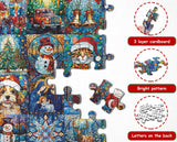 Advent Calendar 2024 Christmas Puzzle for Adults 1000 Pieces, Stained Glass Puzzle Christmas Countdown Calendar 24 Days Jigsaw Puzzles, Funny Mosaic Santa Claus Christmas Dog Holiday Puzzles