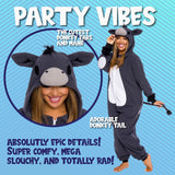 Funziez! Slim Fit Adult Onesie - Animal Halloween Costume - Plush Fruit One Piece Cosplay Suit for Women and Men