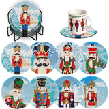 8 Pieces Christmas Nutcracker Diamond Coasters Kits with Holder DIY Christmas Nutcracker Diamond Art Coaster Coaster for Adults Diamond Kits Supplies for Holiday Christmas Gift