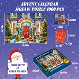 Advent Calendar 2024 Christmas Puzzle for Kids Adults - Christmas Facade 1008 Pieces 24 Boxes Puzzles Advent Calendars for Countdown to Christmas Toys Gift Puzzle for Boys Girls (27.6 in x 19.7 in)