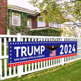 Trump Banner, 118.11x19.69 Inch Trump 2024 Banner Fence Large Trump Banners and Signs 2024 Save America with All Strength Banner Trump Flags Trump Signs for Yard Garden Outdoor Decor (Blue)