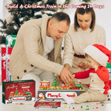 Advent Calendar 2024 Christmas Train Building Blocks Set, 24 Boxes-1529 Pieces Christmas Train with Lights Display Building Kits for Adults and Kids Countdown to Christmas Thanksgiving Gifts