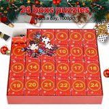 Advent Calendar 2024 Christmas Jigsaw Puzzle-Dxles 1008 Pieces Puzzles, 24 Boxes Puzzles for Adults and Kids, Home Decoration, Christmas Puzzles Gift