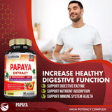 Papaya Leaf Extract Supplements Capsules 5650mg, 3 Months Supply with Kalmegh, Apple Pectin, Peppermint - Improved Digestion Function - 90 Vegan Capsules