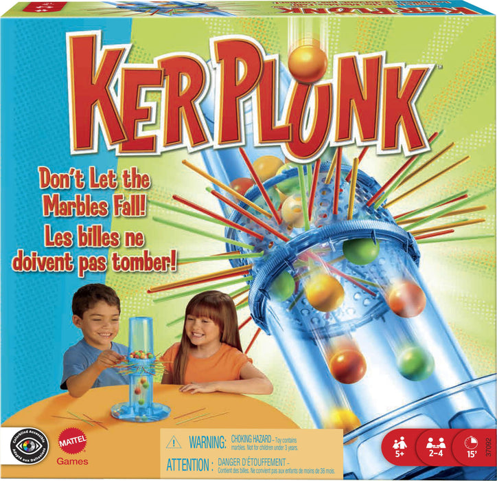 Mattel Games KerPlunk Kids Game, Family Game for Kids & Adults with Simple Rules, Don't Let the Marbles Fall for 2-4 Players