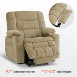 MCombo Small Dual Motor Power Lift Recliner Chair Sofa with Massage and Heat for Elderly People, Infinite Position, USB Ports, Fabric R7894 (Beige, Small-Wide)