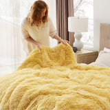 Bedsure Soft Yellow Twin Blanket for Bed, Fluffy Fuzzy Blankets Twin Size for Couch, Sofa, Cozy Plush Sherpa Fleece Faux Fur Blanket, Thick Warm Christmas Blanket Gifts for Women, Men, 60x80