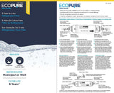 EcoPure EPINL30 5 Year in-Line Refrigerator Filter-Universal Includes Both 1/4" Compression and Push to Connect Fittings, White & Affresh Washing Machine Cleaner, 6 Month Supply