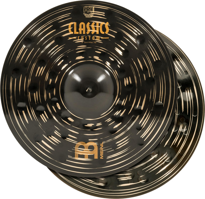 Meinl 14" Hihat (Hi Hat) Cymbal Pair - Classics Custom Dark - Made in Germany, 2-YEAR WARRANTY (CC14DAH)