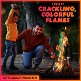 Magical Flames Fire Color Changing Packets for Campfires, Fire Pit, Outdoor Fireplaces - Camping Essentials for Kids & Adults - 12 Pack