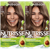 Garnier Hair Color Nutrisse Nourishing Creme, 61 Light Ash Brown (Mochaccino) Permanent Hair Dye, 2 Count (Packaging May Vary)