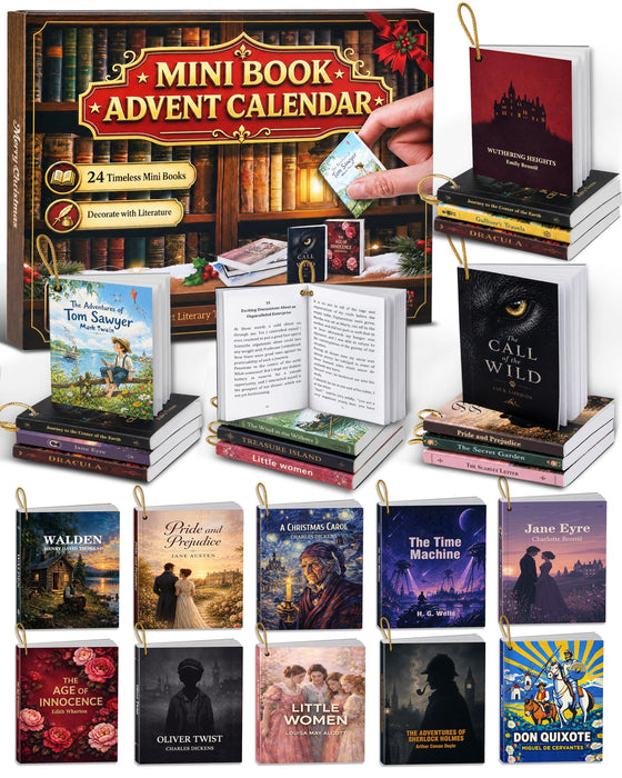 Mini Book Advent Calendar 2026 for Book Lovers, 24 Christmas Ornaments