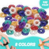 100 Pack Spiky Sensory Finger Rings, Acupressure Rings Spiky Sensory Finger Rings for Teens, Adults, Silent Stress Reducer and Massager Fidget Ring for Anxiety for Men, Women (Classic Colors)