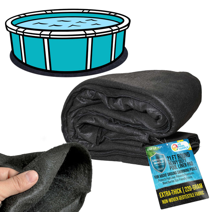 U.S. Pool Supply Ground Shield 21-Foot Round Heavy Duty Pool Liner Pad for Above Ground Swimming Pools - Protects Pool Liner, Prevents Punctures, Weed Barrier, Eco-Friendly Fabric - Extends Liner Life
