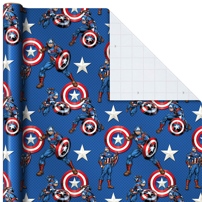 Hallmark Avengers Wrapping Paper with Cut Lines on the Reverse (3-Pack: 60 sq. ft. ttl) with Captain America, Iron Man, Black Widow, Thor and Hulk for Birthdays, Christmas, Father's Day and More