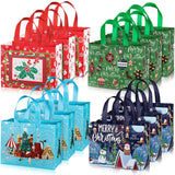 Whaline 12 Pack Large Christmas Tote Bags with Handles, Reusable Gift Bag Grocery Shopping Totes for Holiday Xmas 12.8" x 9.8"