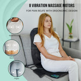 Snailax Vibration Back Massager with Heat, Seat Massager with 8 Vibrating Motors & 5 Modes, Chair Massager, Massage Cushion, Massage Chair Pad for Chair,Office, Gifts