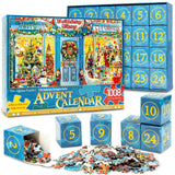 Advent Calendar 2024 Christmas Jigsaw Puzzle - 1008 Pieces 24 Days of Countdown Calendar Christmas Emporium Puzzle Family Game Puzzles for Christmas Gift Toys Teens Adult