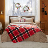 Bedsure Plaid Heated Blanket Twin - Christmas Electric Blanket with Red Plaid Pattern, Flannel Sherpa Heating Blanket as a Gift, with 6 Heating Levels, 10 Time Settings, 8-Hour Auto-Off (62"x84")