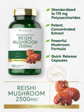 Carlyle Reishi Mushroom Supplement 2500mg | 300 Capsules | Non-GMO, Gluten Free Reishi Mushroom Extract