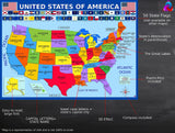 3D LEARNING LLF United States Map with State Flags Poster - Laminated 14x19.5 in. - Educational Poster, USA Map for Kids, Elementary Classroom Decorations, and Teacher Supplies