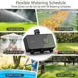 Diivoo WiFi Sprinkler Timer 3 Zone, Smart Water Hose Timer Compatible with Alexa and Google, Remote Control Irrigation Timer, Automatic Manual Watering, Rain Delay, for Garden, Yards and Lawns