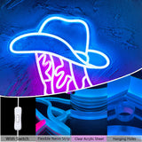 Manimo Cowboy Boot and Hat Neon Sign, LED Pink Cowgirl Boots Neon Sign Wall Decor, Pink Aesthetic Western Wall Art, USB Powered for Game Room Bedroom Party Bar Wedding Christmas Birthday Gift(13*15in)