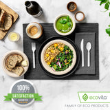 Ecovita 100% Compostable Spoons - 500 Large Disposable Utensils (6.5 in.) Bulk Size Eco Friendly Durable and Heat Resistant Alternative to Plastic Spoons with Convenient Tray