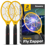 Electric Fly Swatter [Set of 2] Handheld Bug Zapper Racket for Indoor/Outdoor - Powerfull 1500 Volt Instant Flies/Bug & Mosquito - Portable Fly Zapper Battery Operated (AA batteries not included)