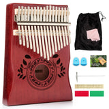 UNOKKI Kalimba 17 Key Thumb Piano, Portable Mahogany Mbira Finger Piano with Instruction, Carrying Bag, Tune Hammer, Holiday Gift for Kids & Adults on Christmas & Thanksgiving (Cherry)