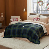 Bedsure Plaid Heated Blanket Twin - Soft Flannel Sherpa Electric Blanket with Christmas Green Plaid Pattern, Heating Blanket with 6 Heating Levels, 10 Time Settings, 8-Hour Auto-Off (62x84 inches)