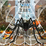 Giant Halloween Decorations Outdoor Set,197" Triangle Spider Webs Halloween with 59" Giant Spider,86 Sqft Stretchy Spider Webs,20 Fake Spiders,Halloween Party Decorations for Yard Haunted House Decor