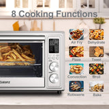 Galanz GT12SSDAN18 Digital Fry & Rotisserie Combo 8-in-1 Air Fryer Toaster, Convection Oven with Pizza & Dehydrate, 4 Accessories Included, 1800W, 26 Quart Large, Stainless Steel, 30L, 2 knobs