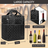 OPUX 6 Bottle Carrier Tote | Insulated Padded Wine Cooler Bag for Travel. Picnic, BYOB | Portable Leakproof Wine Tote Bag for Dinner, Party, Christmas, Wine Gift for Women, Men (Black Square)