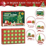 Advent Calendar 2024 Building Blocks Kit - Christmas Tree, 572 Pieces 24 Days Surprise Christmas Countdown Toys Building Set, with LED Light Building Toys Desk Decor Christmas Gifts for Kids Adult