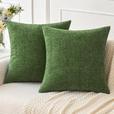 MIULEE Christmas Pack of 2 Couch Throw Pillow Covers 20x20Inch Soft Moss Green Spring Chenille Pillow Covers for Sofa Living Room Solid Dyed Pillow Cases