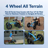 KneeRover Quad All Terrain Knee Scooter for Adults for Foot Surgery Heavy Duty Knee Walker for Broken Ankle Foot Injuries Recovery - Leg Scooter Best Knee Crutch Alternative (Metallic Blue)