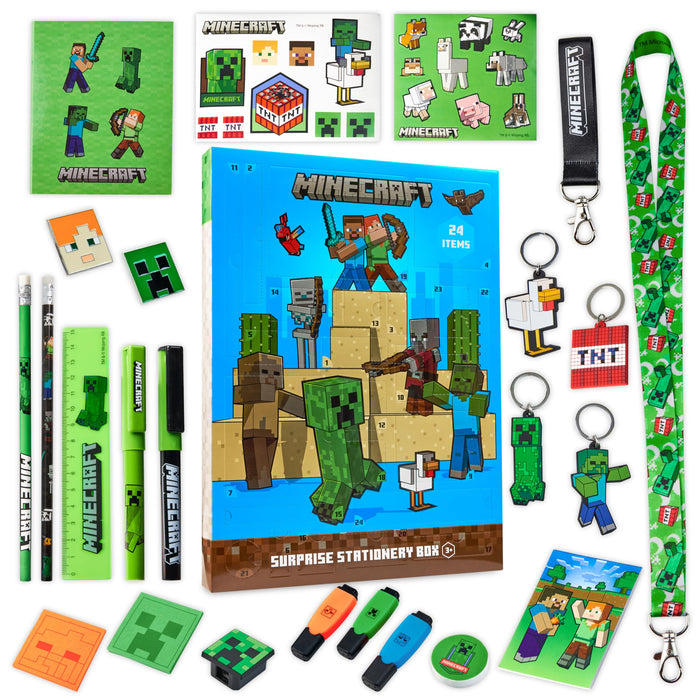 Minecraft Advent Calendar 2024 for Kids and Teenagers – Unique Boys Advent Calendar (Blue/Green)