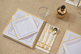 Disposable Hand Towels for Bathroom, Gold Design 200 Disposable Linen-Feel Guest Towels – Formal Dinner, Wedding Napkins for Tables, and Restrooms - 8.5x4-Inches Folded 12x16.5-inches unfolded,