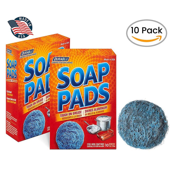 SCRUBIT 20 Pack Steel Wool Soap Pads - Metal Scouring Cleaning Pads for Dishes, Pots, Pans, and Ovens - Pre-Soaped for Easy Cleaning of Tough Kitchen Grease and Oil