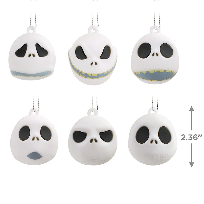 Hallmark Disney Tim Burton's The Nightmare Before Christmas Jack Skellington Heads Mini Christmas Ornaments, Shatterproof, Set of 6