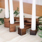 Black Walnut Candle Stick Candle Holder (Includes 4 Candles), Mantle Decor, Christmas Advent Wreath and Candle Set. Wood Candle Holders, Taper Candlestick Holders, Advent Wreath Candle Set