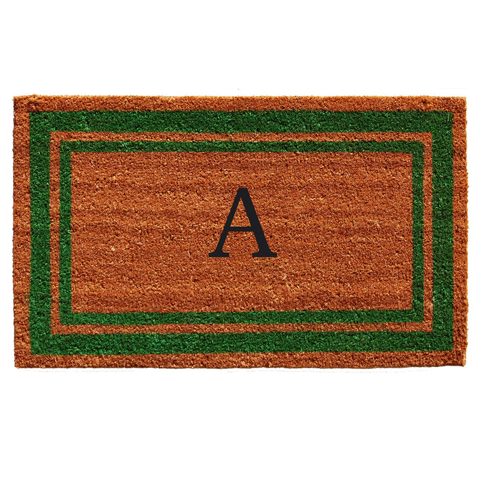 Calloway Mills Green Border 18" x 30" Monogram Doormat, Natural/Green (Letter A)