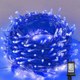 LJLNION 300 LED String Lights Outdoor Indoor, Extra Long 98.5FT Super Bright Christmas Lights, 8 Lighting Modes, Plug in Waterproof Fairy Lights for Holiday Wedding Party Bedroom Decorations (Blue)