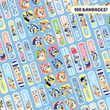 Bluey Kids Bandages, 3 Assorted Sizes 100 CT | Wear Like Stickers, Flexible Adhesive Bandages for Minor Cuts, Scrapes, and Burns. Great Gift idea for Kids.