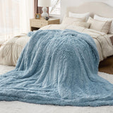 Bedsure Soft Blue King Size Blanket for Bed, Fluffy Fuzzy Large King Blanket for Winter, Cozy Plush Sherpa Fleece Faux Fur Blanket, Thick Warm Christmas Blanket Gifts for Women, Men, 108x90